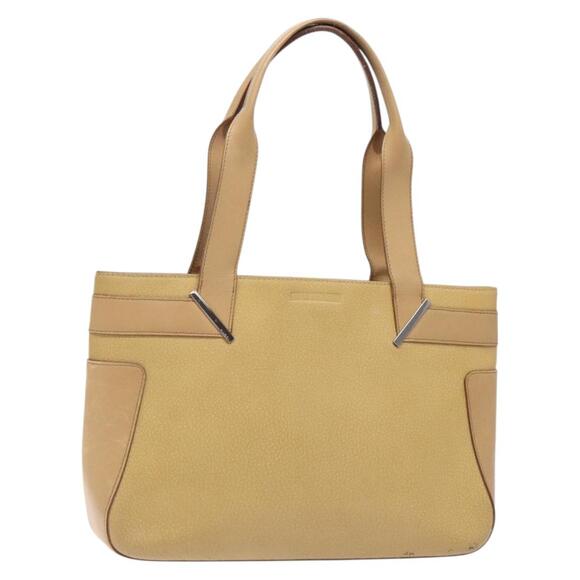 GUCCI Tote Bag Leather Beige Silver 002 002 - Picture 1 of 16